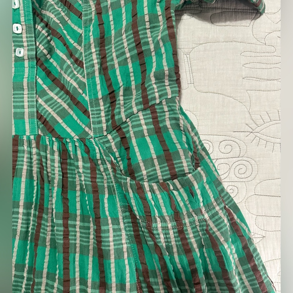 NWT Free People Tulie Plaid Midi Dress M - MSRP $168 Green Jade Combo - Picture 7 of 14